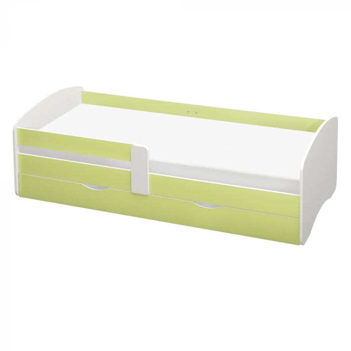 Pat cu somieră şi spaţiu de depozitare 80x160, alb/verde, COCOLINO [1]