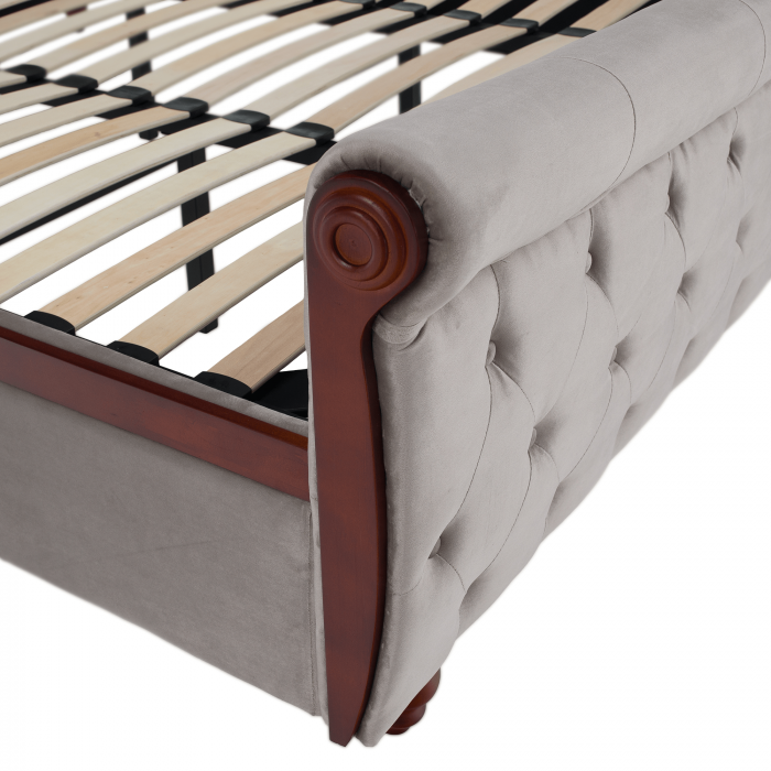 Pat cu spaţiu de depozitare, 180x200, gri-maroniu, ţesătură Taupe Velvet, BARETO [18]