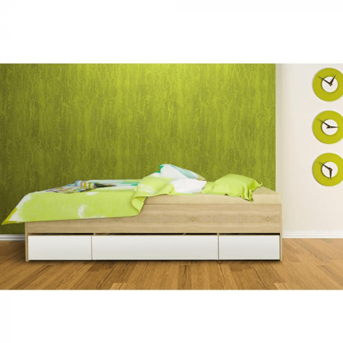 Pat cu spaţiu de depozitare, stejar sonoma/alb, MATIASI [4]