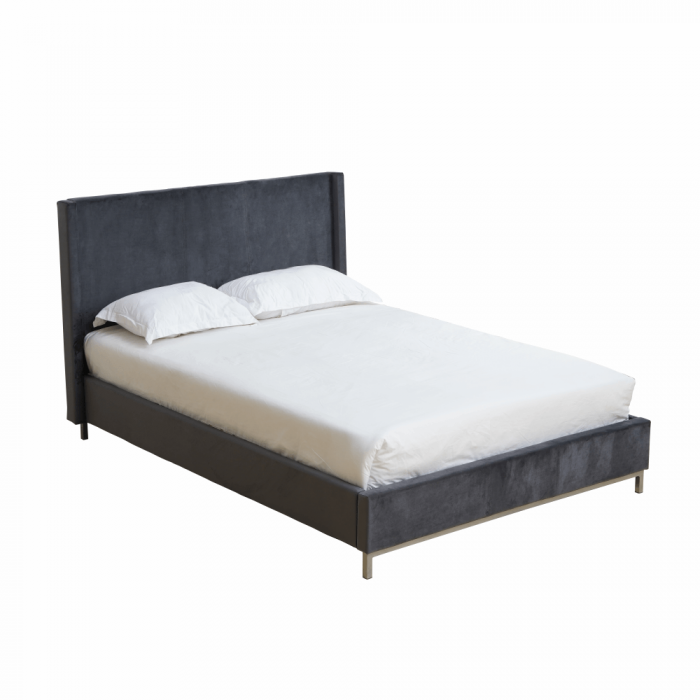Pat de dormitor tapitat, stofa gri ,cu suport de saltea inclus , 200x140 cm ,Bortis Impex [11]