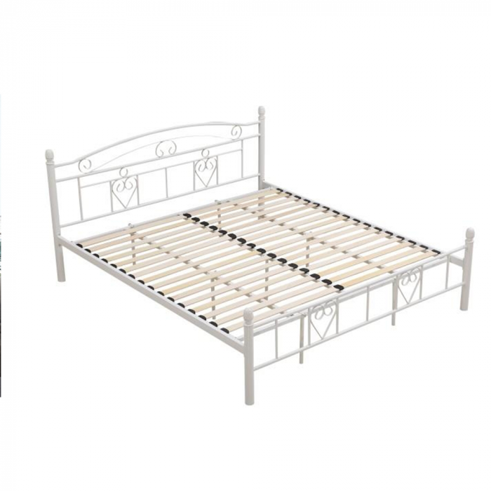 Pat de metal cu somiere, 180x200, alb, BRITA NEW [2]