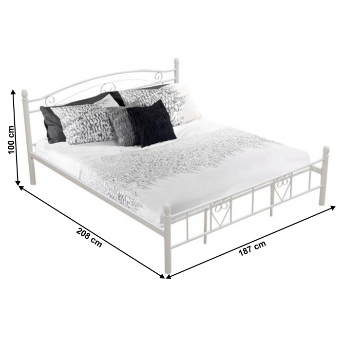 Pat de metal cu somiere, 180x200, alb, BRITA NEW [3]