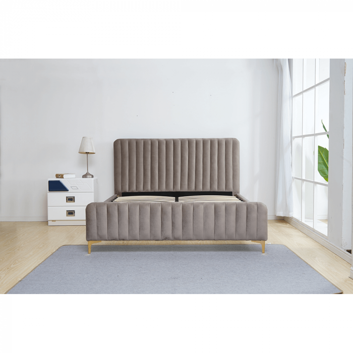 Pat, gri maro Taupe/gold crom auriu mat, 140x200, KAISA [3]