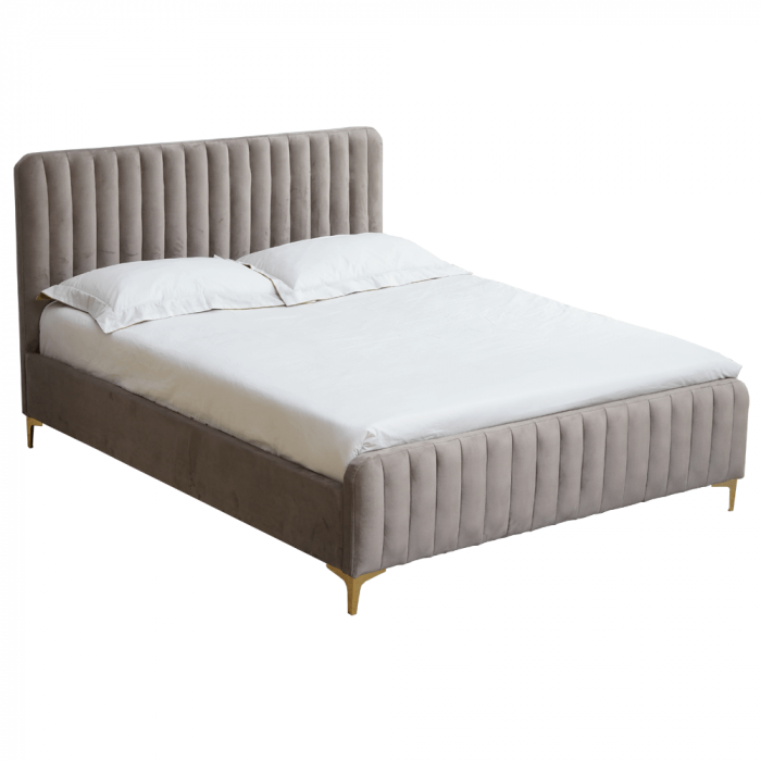 Pat, gri maro Taupe/gold crom auriu mat, 160x200, KAISA [1]