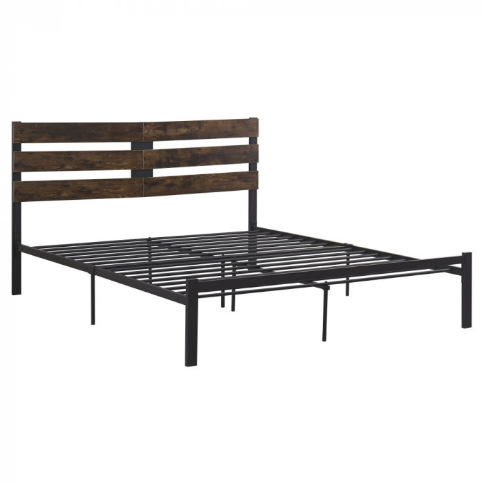 Pat matrimonial cu lamele, stejar rustic/metal, 160x200, ANEYA [4]