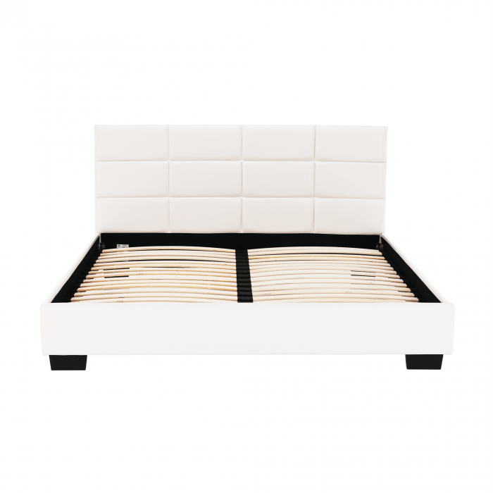 Pat matrimonial cu somieră, 160x200, piele eco albă, MIKEL [13]