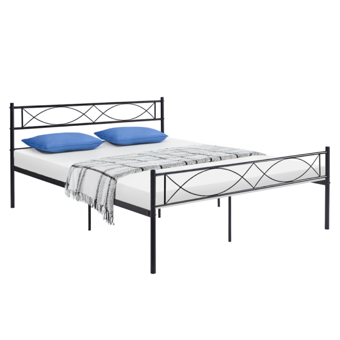 Pat metalic cu somieră, 160x200, negru, STELVIA [1]