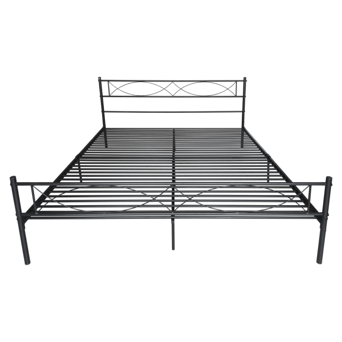 Pat metalic cu somieră, 180x200, negru, STELVIA [4]