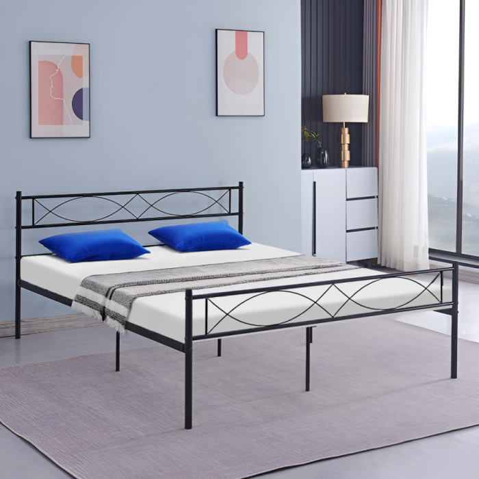 Pat metalic cu somieră, 180x200, negru, STELVIA [7]