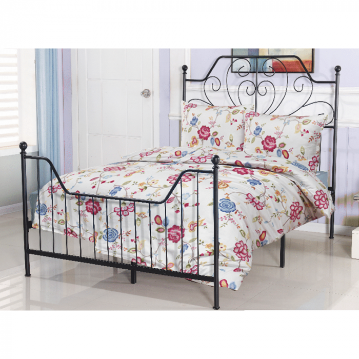 Pat metalic de dormitor 140x200 sau 160x200 , negru ,cu suport saltea inclus [2]