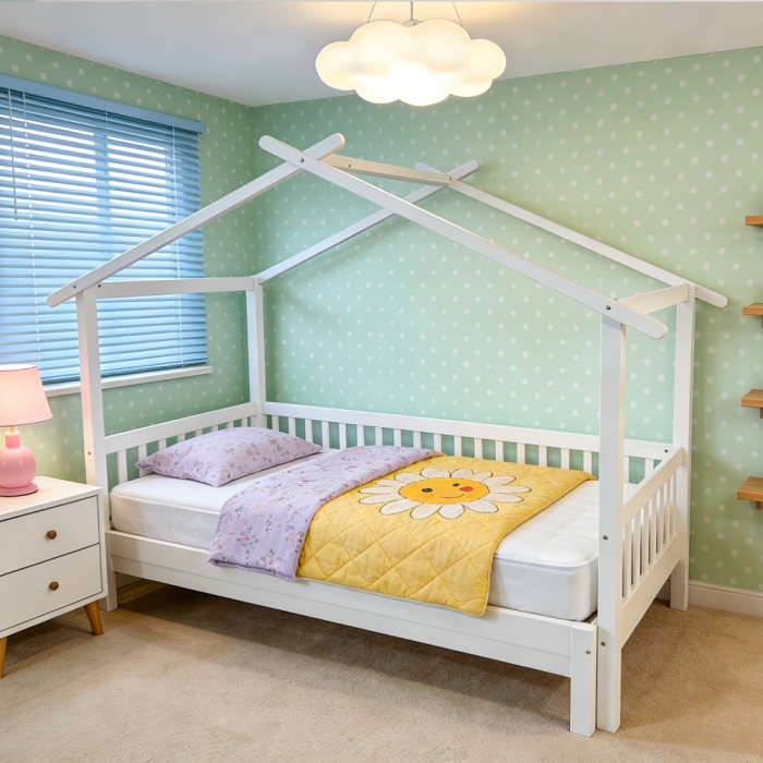 Pat Montessori cu un pat suplimentar, alb, 90x200, KESIO [6]