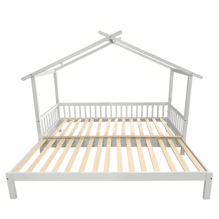 Pat Montessori cu un pat suplimentar, alb, 90x200, KESIO [4]