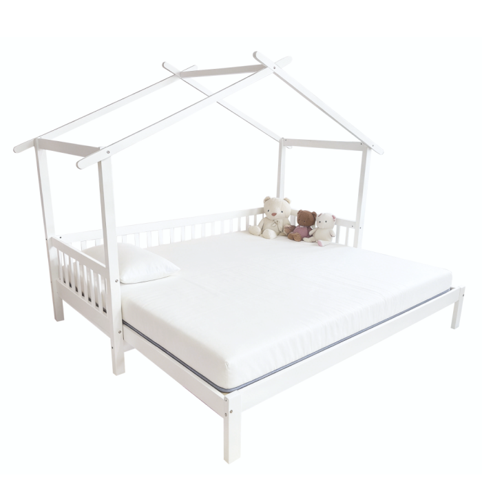 Pat Montessori cu un pat suplimentar, alb, 90x200, KESIO [3]