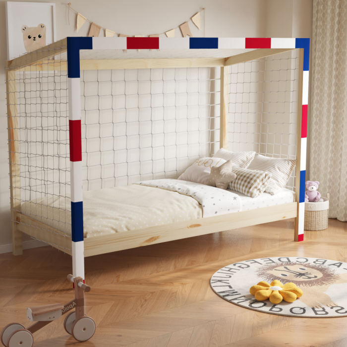 Pat Montessori, natural/alb/albastru/rosu, 90x200, FUTAL [2]