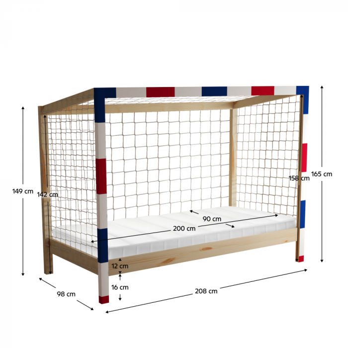 Pat Montessori, natural/alb/albastru/rosu, 90x200, FUTAL [5]