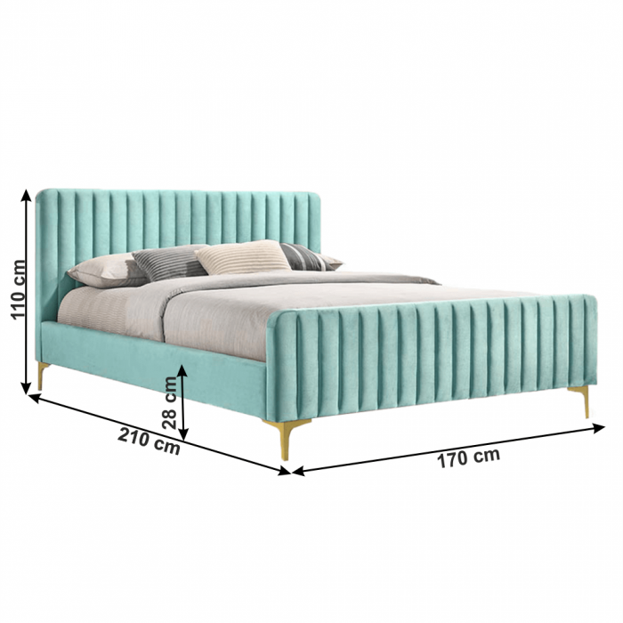 Pat, neo mint/gold crom auriu mat, 160x200, KAISA [2]