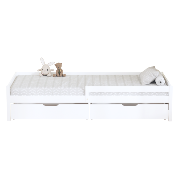 Pat pentru copii cu spaţiu de depozitare, 90x200, alb, MIX NEW [3]