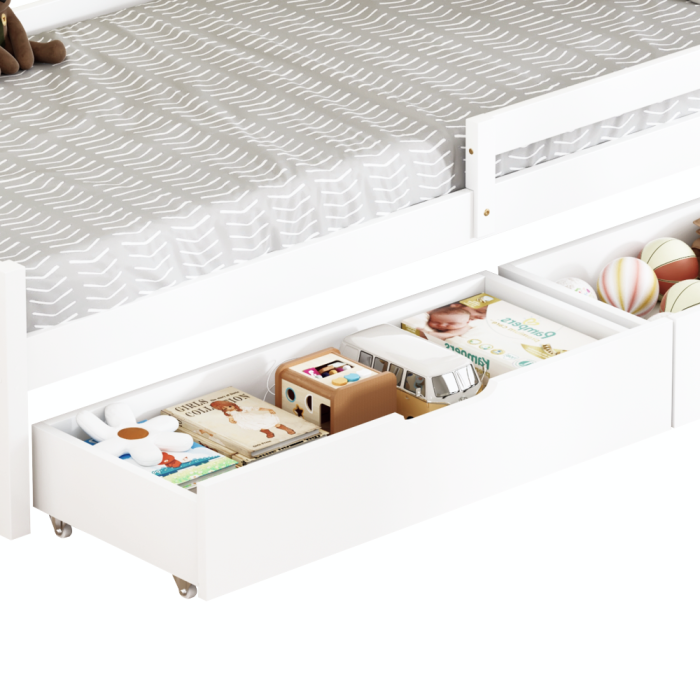 Pat pentru copii cu spaţiu de depozitare, 90x200, alb, MIX NEW [6]