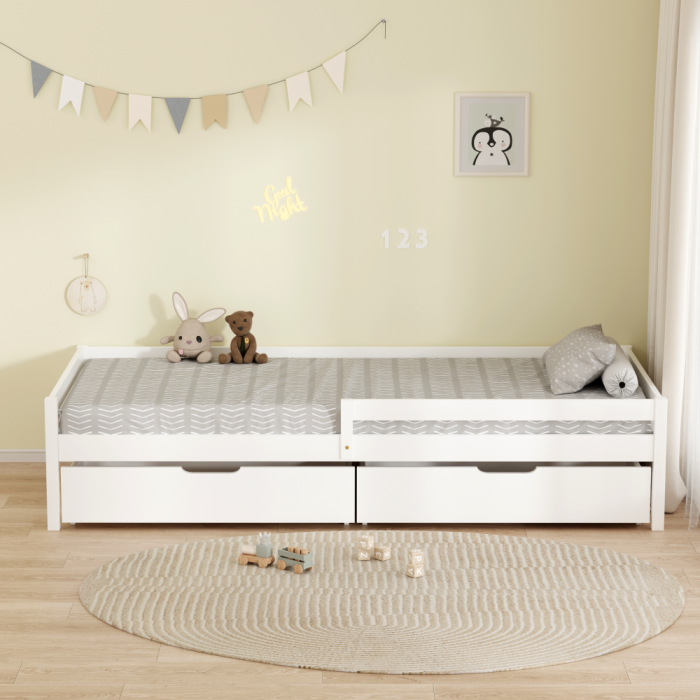 Pat pentru copii cu spaţiu de depozitare, 90x200, alb, MIX NEW [8]