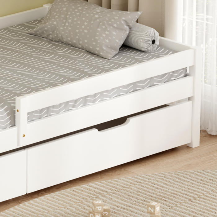 Pat pentru copii cu spaţiu de depozitare, 90x200, alb, MIX NEW [12]