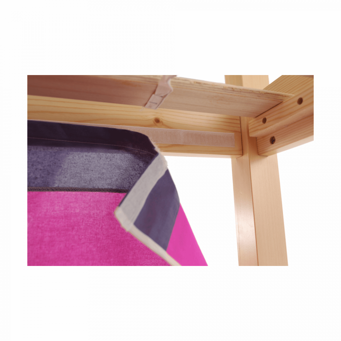 Pat pentru copil, inaltat ,cu cort roz si birou culisabil,lemn pin,Bortis Impex [5]