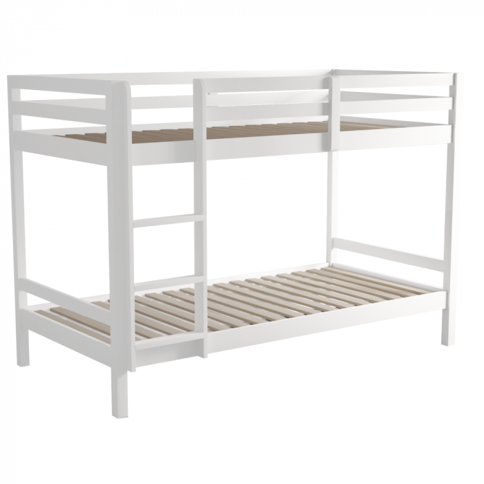 Pat supraetajat, 90x200, lemn masiv, alb, INEZA [2]