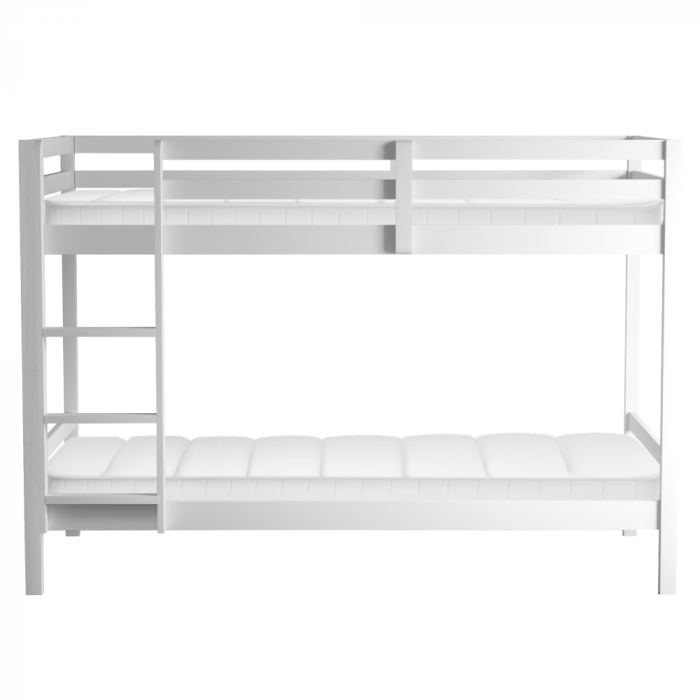 Pat supraetajat, 90x200, lemn masiv, alb, INEZA [6]