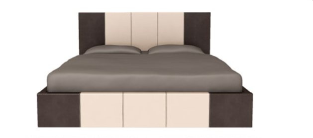 Pat tapitat dormitor cu lada , somiera si saltea inclusa , 160x200, piele eco maro inchis si crem, saltea spuma, Bortis [2]