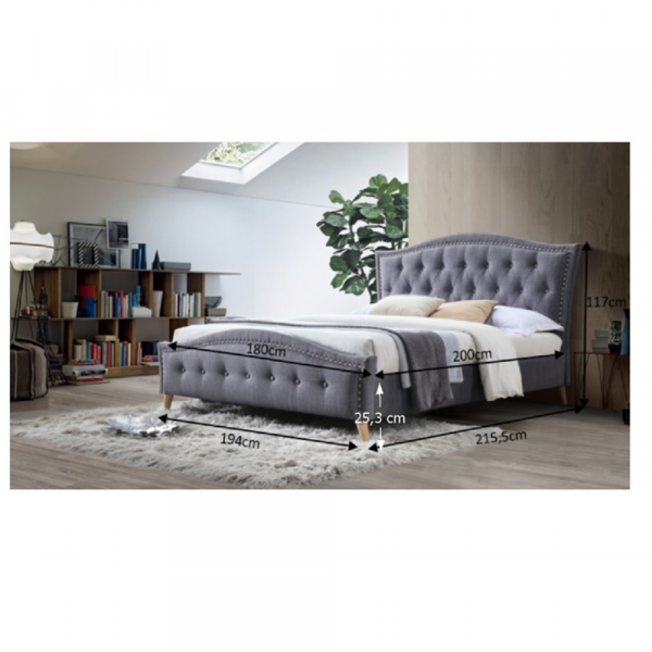 Pat tapitat dormitor,de lux , 160x200 sau 180x200 , stofa gri, Bortis Impex [3]