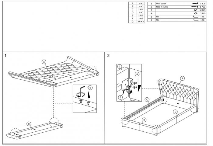 Pat tapitat dormitor , loc saltea 160x200, stofa catifelata gri , cu suport saltea inclus-lamelara fix,  tablie inalta, matlasata cu model , design unicat, [6]