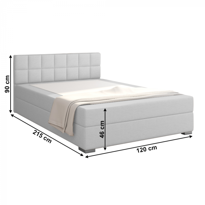 Pat tip BOXSPRING 120x200, gri deschis, FERATA KOMFORT [7]