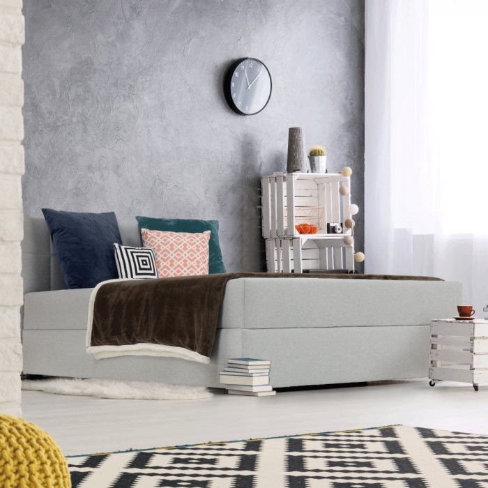 Pat tip BOXSPRING 140x200, gri deschis, FERATA KOMFORT [9]