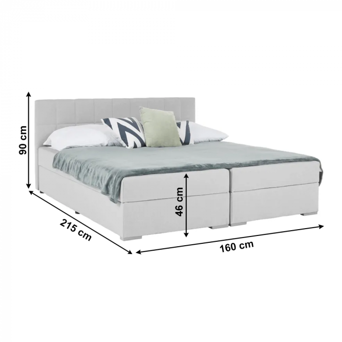 Pat tip BOXSPRING 160x200, gri deschis, FERATA KOMFORT [26]