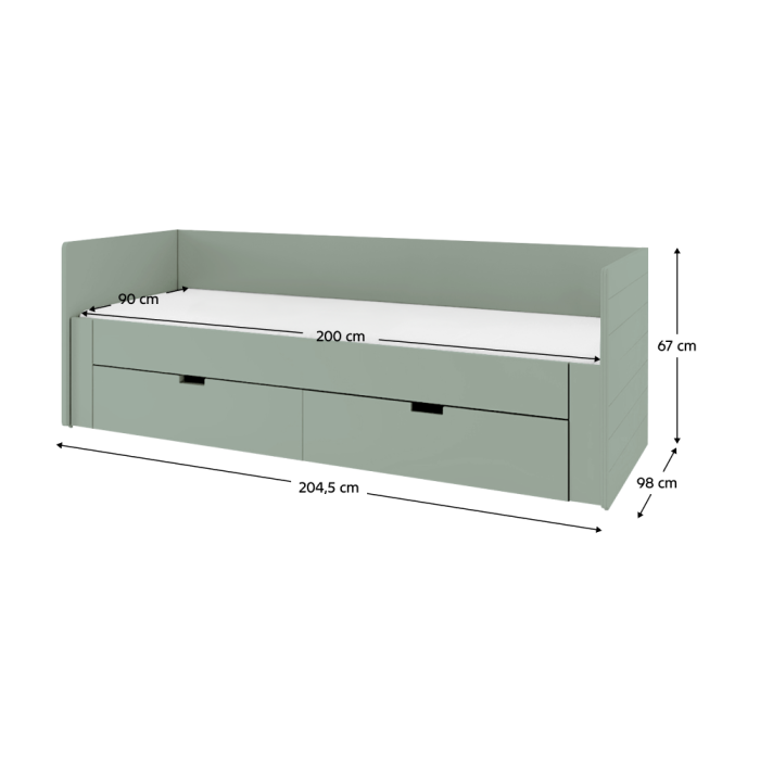 Patul extensibil, verde-gri, 90/180x200, ANTONY [10]