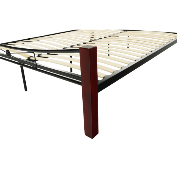 Pat metalic negru/picioare lemn nuc , 160x200 cm ,Bortis Impex [14]