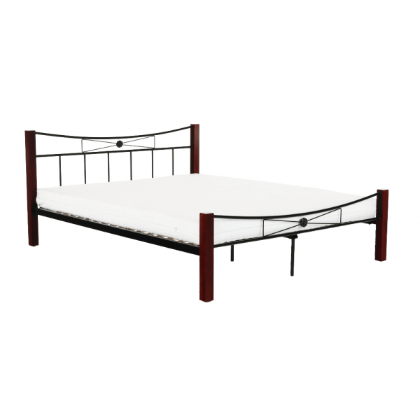 Pat metalic negru/picioare lemn nuc , 160x200 cm ,Bortis Impex [29]