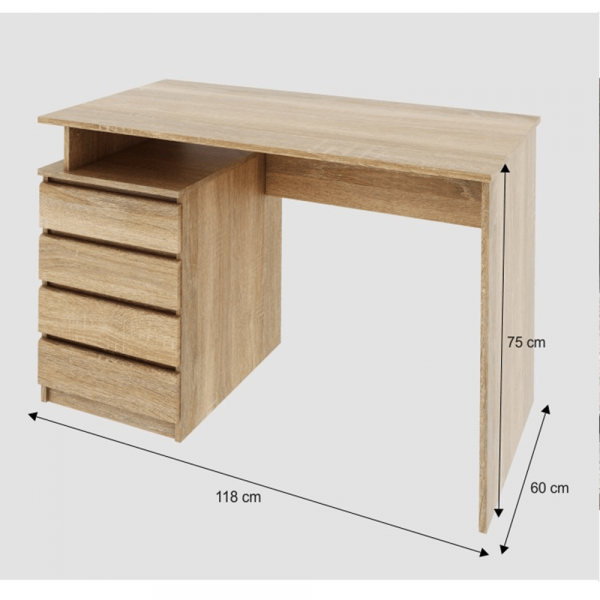 Birou ,cu sertare , 118 cm lungime , stejar sonoma , Bortis Impex [2]