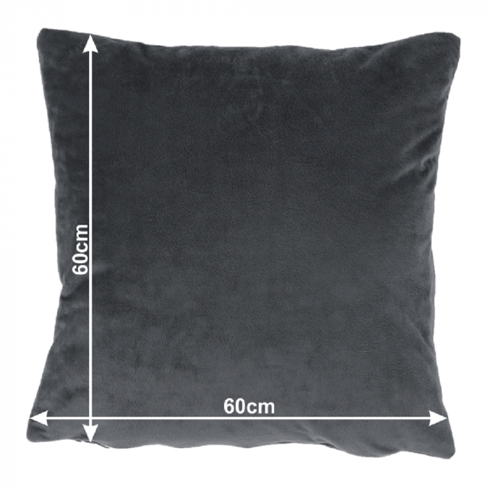 Pernă, material textil de catifea gri închis, 60x60, OLAJA TIPUL 8 [14]