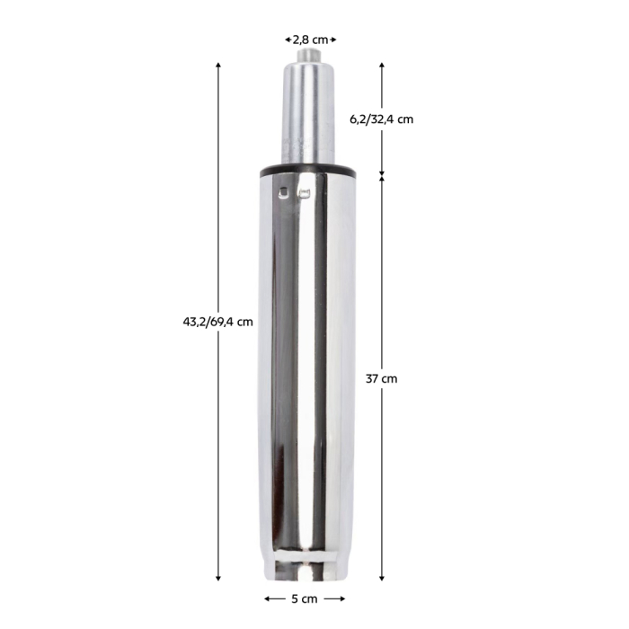 Piston cu gaz, crom, lungime 69,4 cm, 150 kg, PISTON TYP 8 [2]