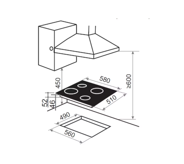 Plita incorporabila Pyramis P40CERA, vitroceramica, 4 zone de gatit, touch control, 58cm, Negru [2]