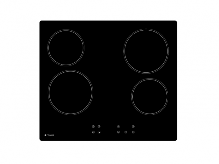 Plita incorporabila Pyramis P40CERA, vitroceramica, 4 zone de gatit, touch control, 58cm, Negru [4]