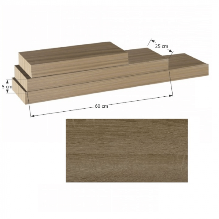 Poliţă 60x25 din MDF, stejar trufă, GANA FY 11044-3 [2]