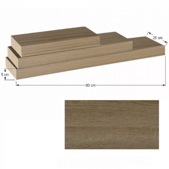 Poliţă 80x25 din MDF, stejar trufă, GANA FY 11044-4 [2]