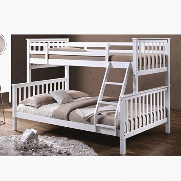 Pat supraetajat copii,lemn de pin, alb,se pot forma 2 paturi separate [2]
