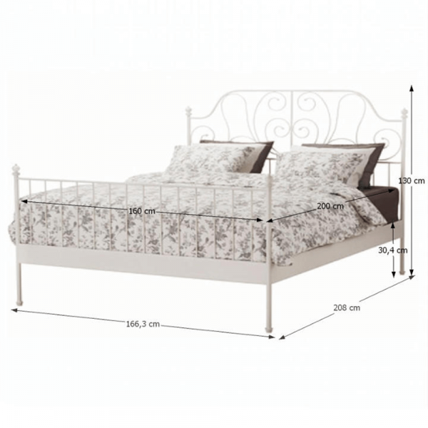 Pat metalic dormitor ,160x200 cm ,cu somieră, alb,Bortis Impex [2]