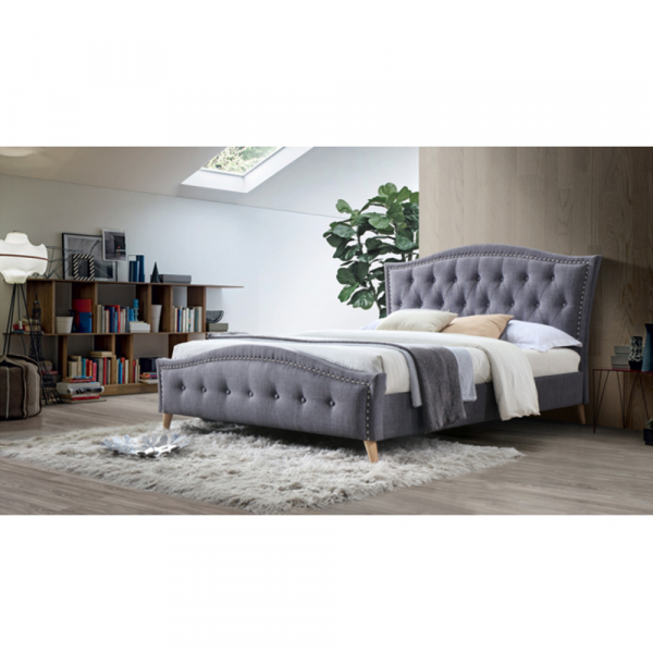 Pat tapitat dormitor,de lux , 160x200 sau 180x200 , stofa gri, Bortis Impex [3]