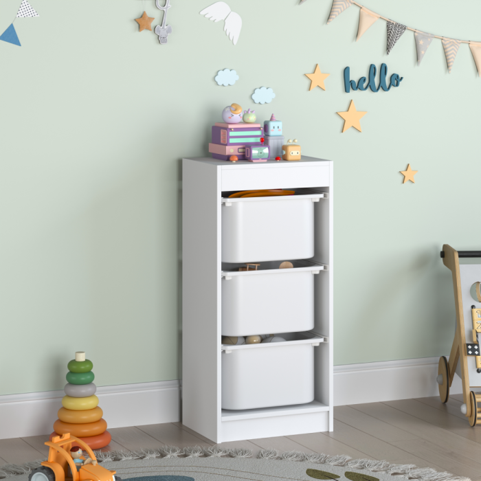 Raft cu cutii de depozitare, alb, DUVAN [2]