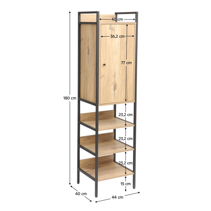 Raft cu dulap, stejar/negru, LORVA [5]
