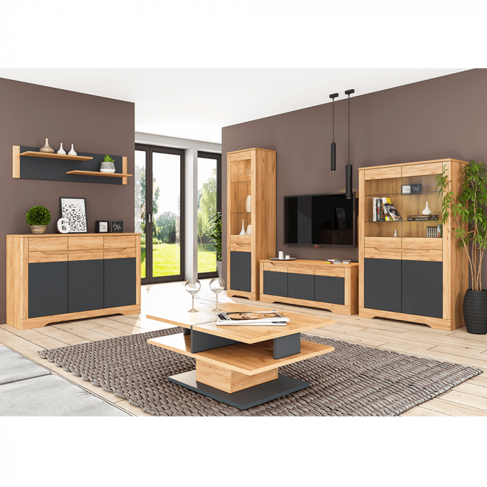Raft deschis, stejar craft auriu / gri grafit, dreapta, FIDEL R2 [2]