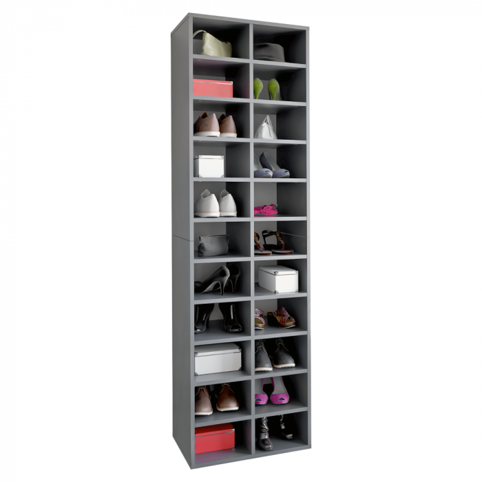 Pantofar cu rafturi, 184 cm inaltime x 54 cm latime x 34 cm adancime,  capacitate mare incaltaminte , culoare grafit, [1]